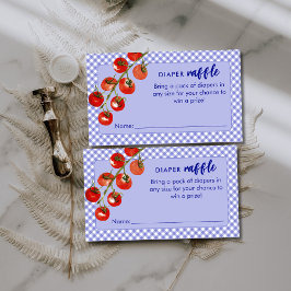 Little Meatball Diaper Raffle Blue Baby Shower エンクロージャーカード