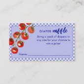 Little Meatball Diaper Raffle Blue Baby Shower エンクロージャーカード (正面)