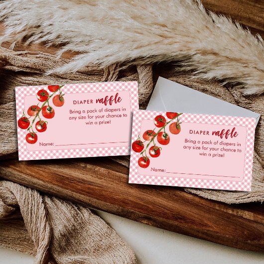 Little Meatball Diaper Raffle Pink Baby Shower エンクロージャーカード