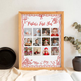 Little Meatball First Year Photo Milestone Poster ポスター