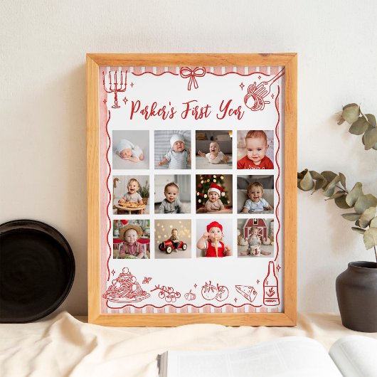 Little Meatball First Year Photo Milestone Poster ポスター