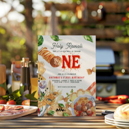 Little Meatball | Holy Ravioli First Birthday 招待状