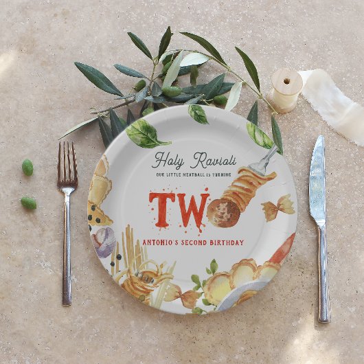 Little Meatball | Holy Ravioli Second Birthday ペーパープレート