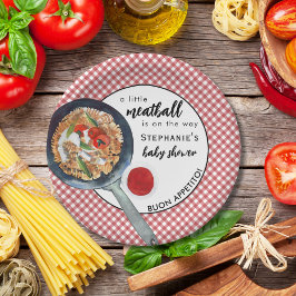 Little Meatball Is On The Way Italian Baby Shower ペーパープレート