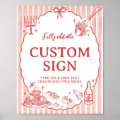 Little Meatball Italian Birthday Party Table Sign ポスター (正面)