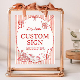 Little Meatball Italian Birthday Party Table Sign ポスター