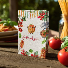 Little Meatball Italian Pasta Baby Shower サンキューカード