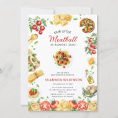 Little Meatball Italian Pasta Baby Shower 招待状 (正面)