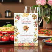 Little Meatball Italian Pasta Baby Shower 招待状