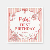 Little Meatball Italian Pasta Birthday Party スタンダードカクテルナプキン (正面)