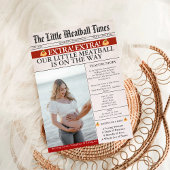 Little Meatball Newspaper Unique Photo Baby Shower 招待状