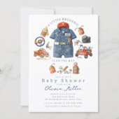 Little Mechanic Baby Shower Invitation Boy 招待状 (正面)