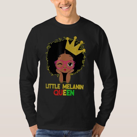 Little Melanin Queen Cute Kids Girls Black History Tシャツ (正面)