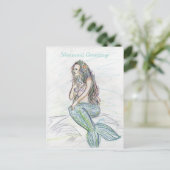 Little Mermaid Art Greeting Custom Note Postcards ポストカード (スタンド正面)