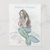 Little Mermaid Art Greeting Custom Note Postcards ポストカード (正面)