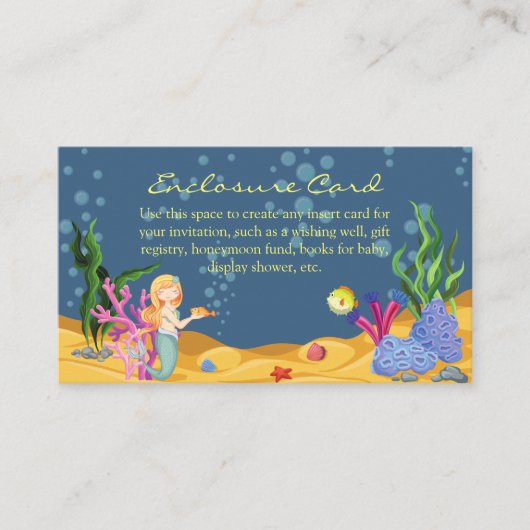 Little Mermaid Baby Shower Enclosureカード エンクロージャーカード (正面)
