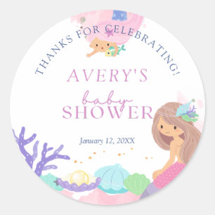 Little Mermaid Baby Shower Thank You ラウンドシール