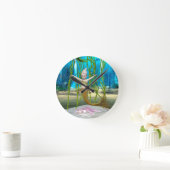 Little Mermaid Cute Fantasy Girl, Blue Ocean ラウンド壁時計 (ホーム)