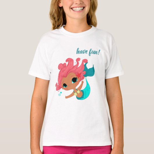 little mermaid having fun, camiseta para chicas tシャツ (正面)