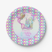 Little Mermaid of Color - Girl 1st Birthdayパーティー ペーパープレート (正面)