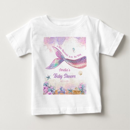 Little Mermaid Pastel Ocean Girl ベビーTシャツ (正面)