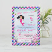 Little Mermaid Pink Blue Birthday Party招待 招待状 (スタンド正面)