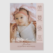 Little Miracle Birth Stats Photo Baby Announcement (正面)