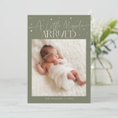 Little Miracle Christmas Sage Green Photo Birth  案内状 (スタンド正面)