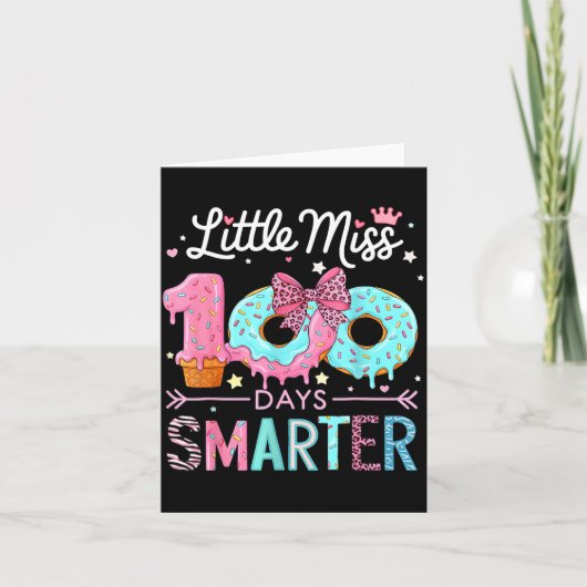 Little Miss 100 Days Smarter Kids Girls 100th Day カード (正面)