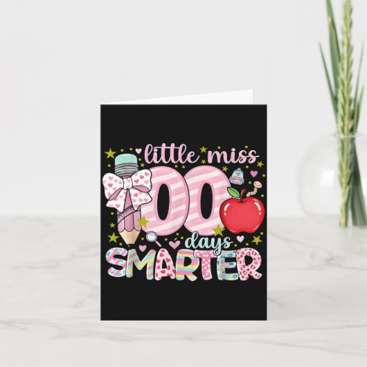 Little Miss 100 Days Smarter Kids Girls 100th Day  カード (正面)