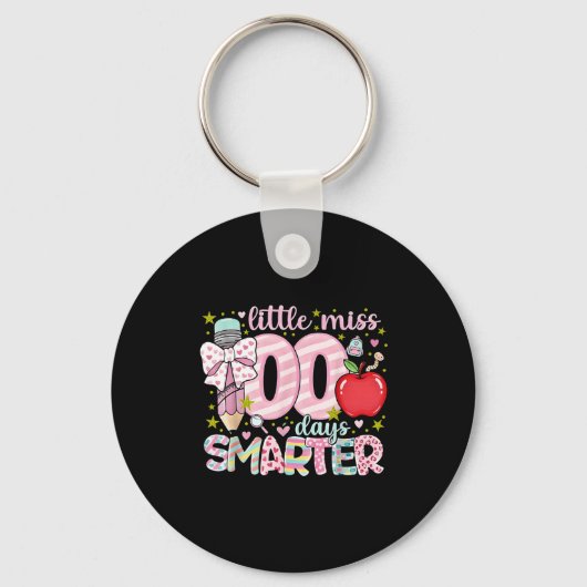 Little Miss 100 Days Smarter Kids Girls 100th Day  キーホルダー (正面)