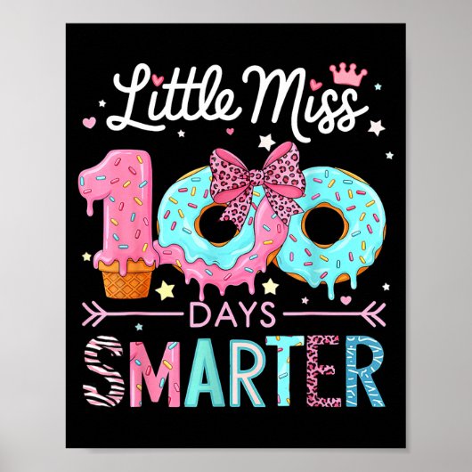 Little Miss 100 Days Smarter Kids Girls 100th Day  ポスター (正面)