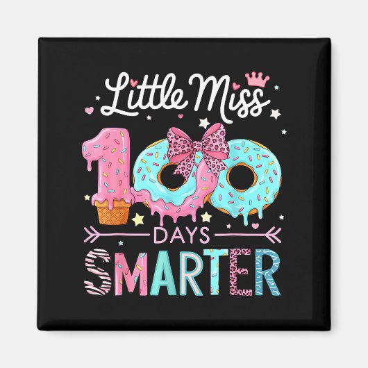 Little Miss 100 Days Smarter Kids Girls 100th Day  マグネット (正面)