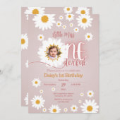 Little Miss 1st Birthday Photo Invitation 招待状 (正面/裏面)