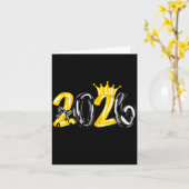 Little Miss 2026 Coquette Bow Crown Happy New Year カード (黄色い花)