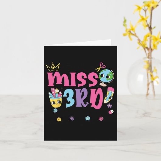 Little Miss 3rd Grader First Day Of School 3rd Gra カード (黄色い花)