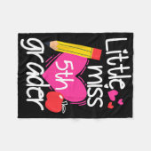 Little Miss 5th Grade First Day Of Hello Fifth Gra フリースブランケット (正面(横))