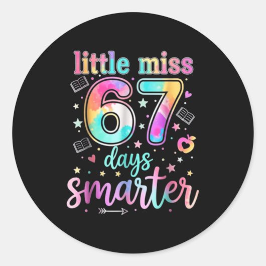 Little Miss 67 Days Smarter 67 Days Of School Six  ラウンドシール (正面)