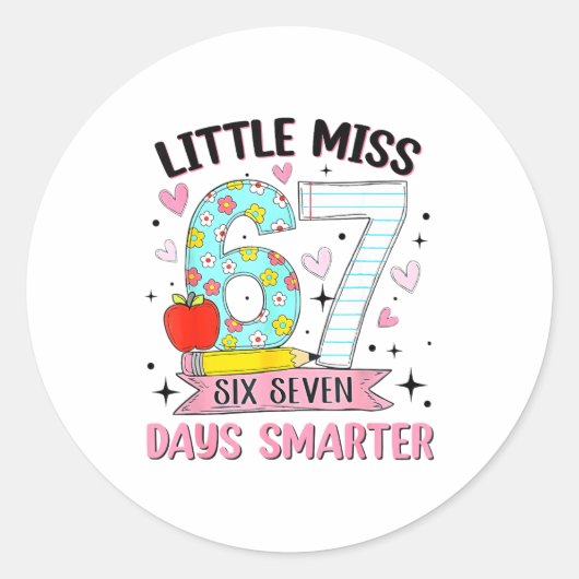 Little Miss 67 Days Smarter Coquette Bow 67th Day  ラウンドシール (正面)