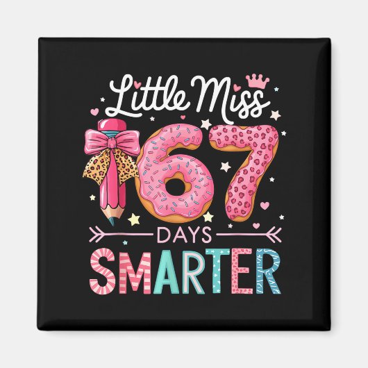 Little Miss 67 Days Smarter Donut Lover 67th Day O マグネット (正面)