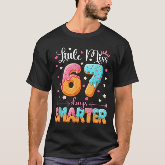 Little Miss 67 Days Smarter Kids Girls 67th Day Of Tシャツ (正面)