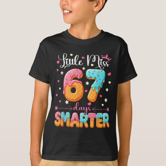 Little Miss 67 Days Smarter Kids Girls 67th Day Of Tシャツ (正面)