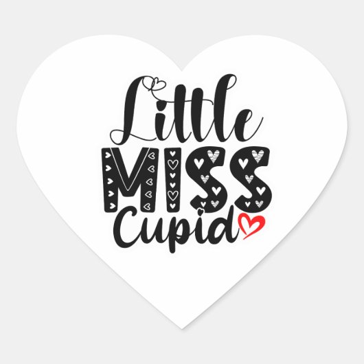Little Miss Cupid Valentine – Cute Love Typography ハートシール (正面)
