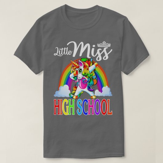 Little Miss High School Unicorn First Day Of Schoo Tシャツ (デザイン正面)