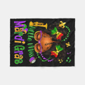 Little Miss Mardi Gras Bow Girls Kids New Orleans  フリースブランケット (正面(横))