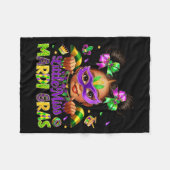 Little Miss Mardi Gras Carnival New Orleans Fleur  フリースブランケット (正面(横))