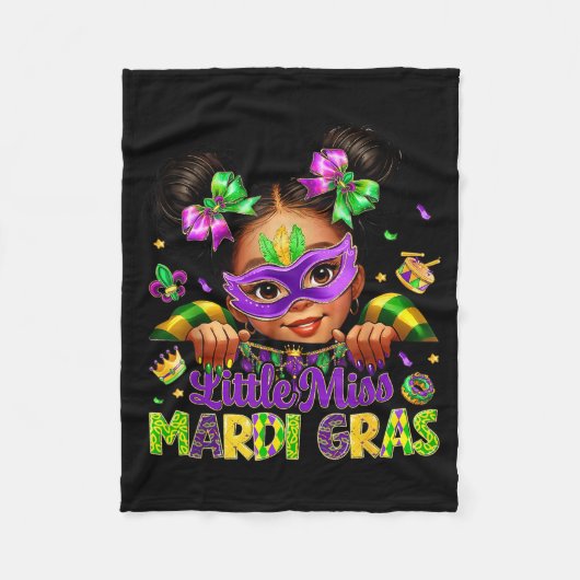 Little Miss Mardi Gras Carnival New Orleans Fleur  フリースブランケット (正面)