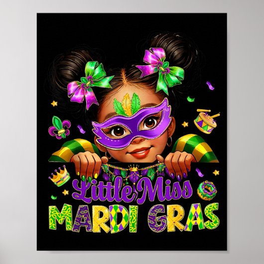 Little Miss Mardi Gras Carnival New Orleans Fleur  ポスター (正面)