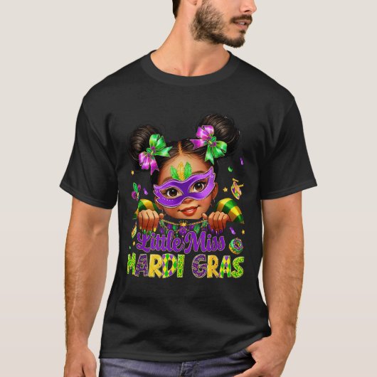 Little Miss Mardi Gras Carnival New Orleans Fleur  Tシャツ (正面)