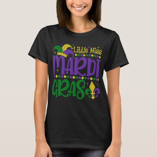 Little Miss Mardi Gras Cute Carnival Outfit Tシャツ (正面)